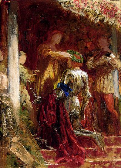 Frank Bernard Dicksee Victory, A Knight Being Crowned With A Laurel-Wreath
